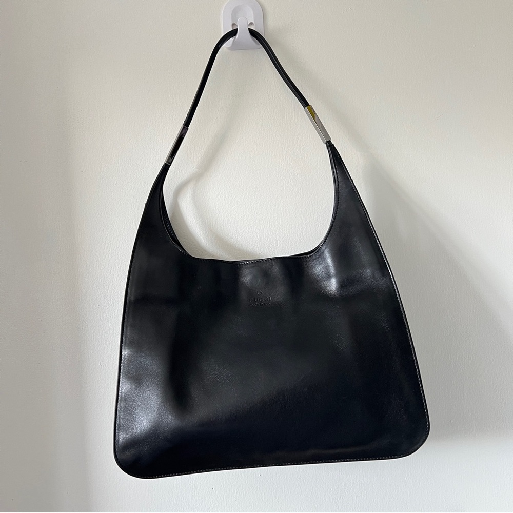 Gucci Tom Ford era Black Leather Hobo Shoulder Bag